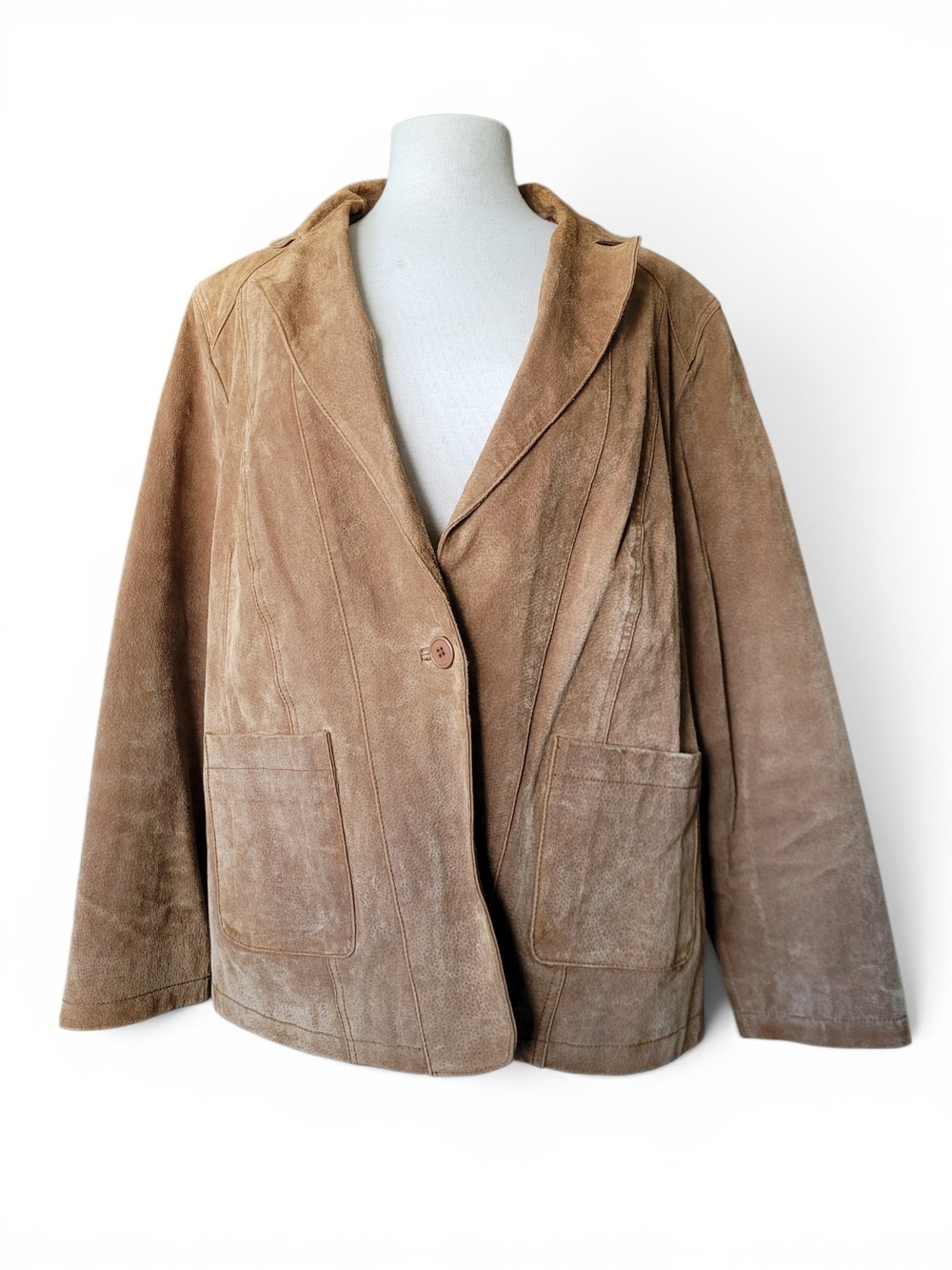 Vintage Tan Suede Jacket Single Button  Size 2X